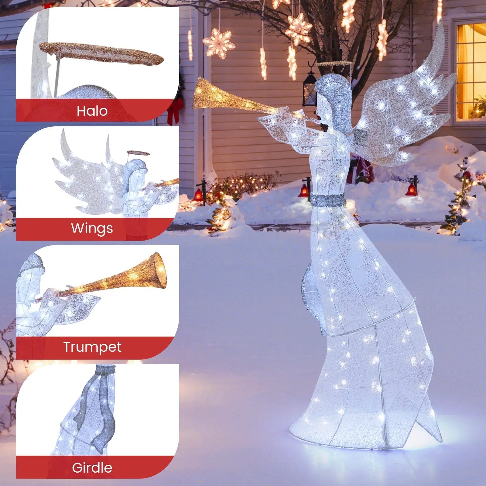5 Feet Christmas Angel with 100 LED Lights and Ground Stakes by DirectDeals