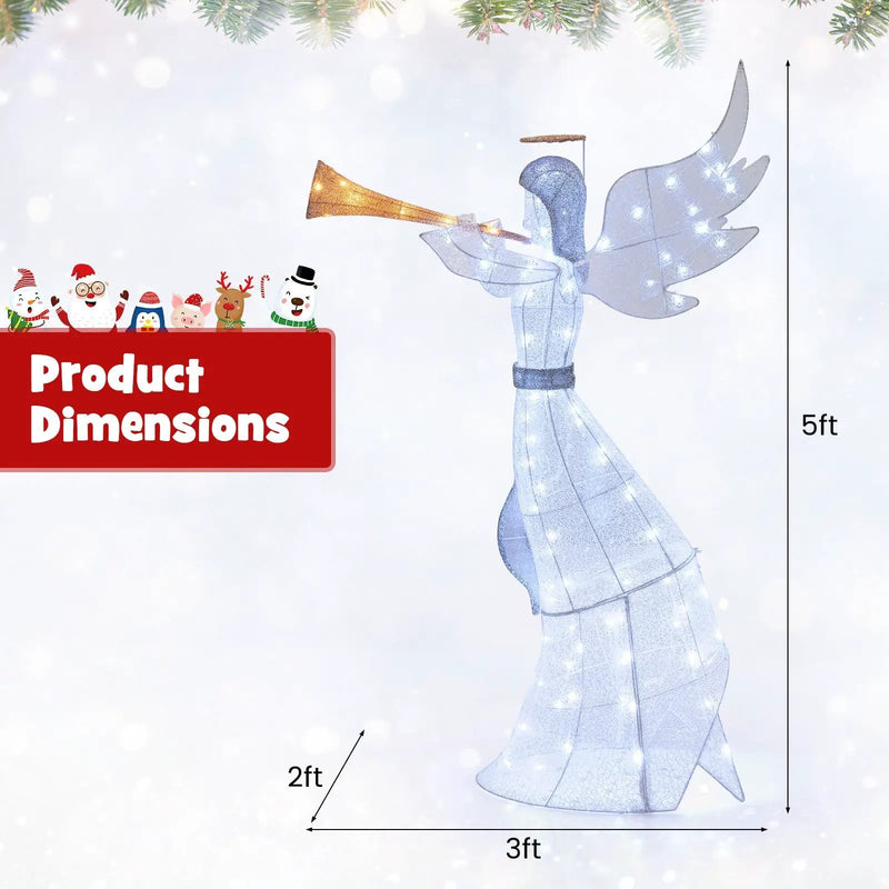 5 Feet Christmas Angel with 100 LED Lights and Ground Stakes by DirectDeals