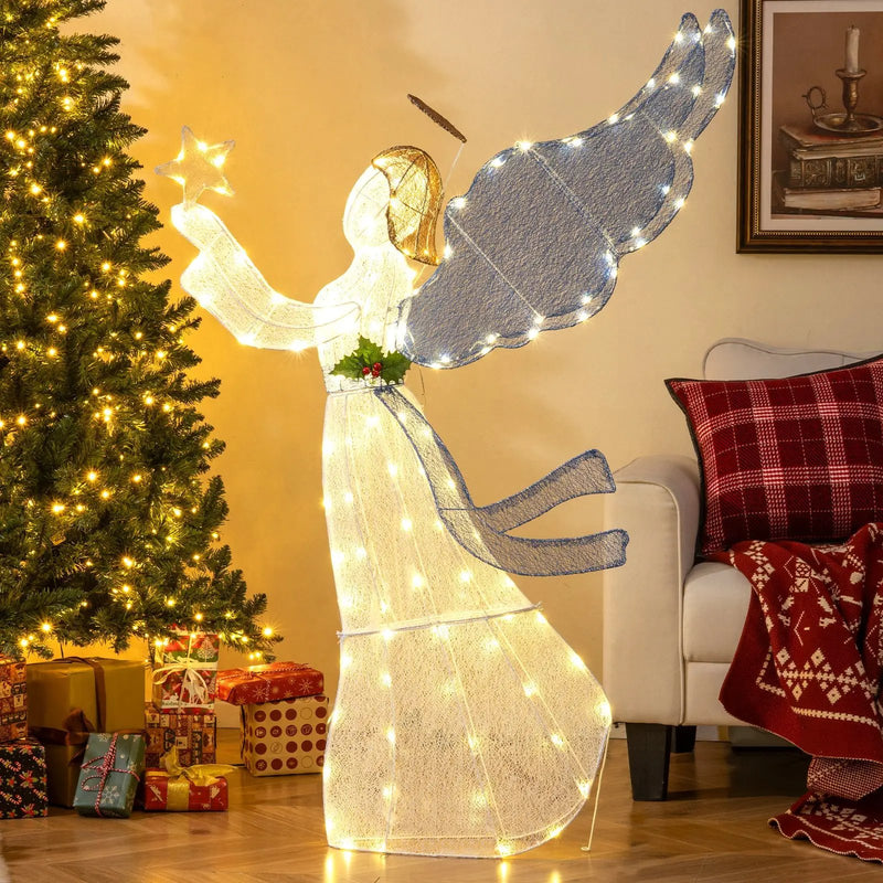 5 Feet Lighted Angel Christmas Decoration with Wings and Warm LED Lights by DirectDeals