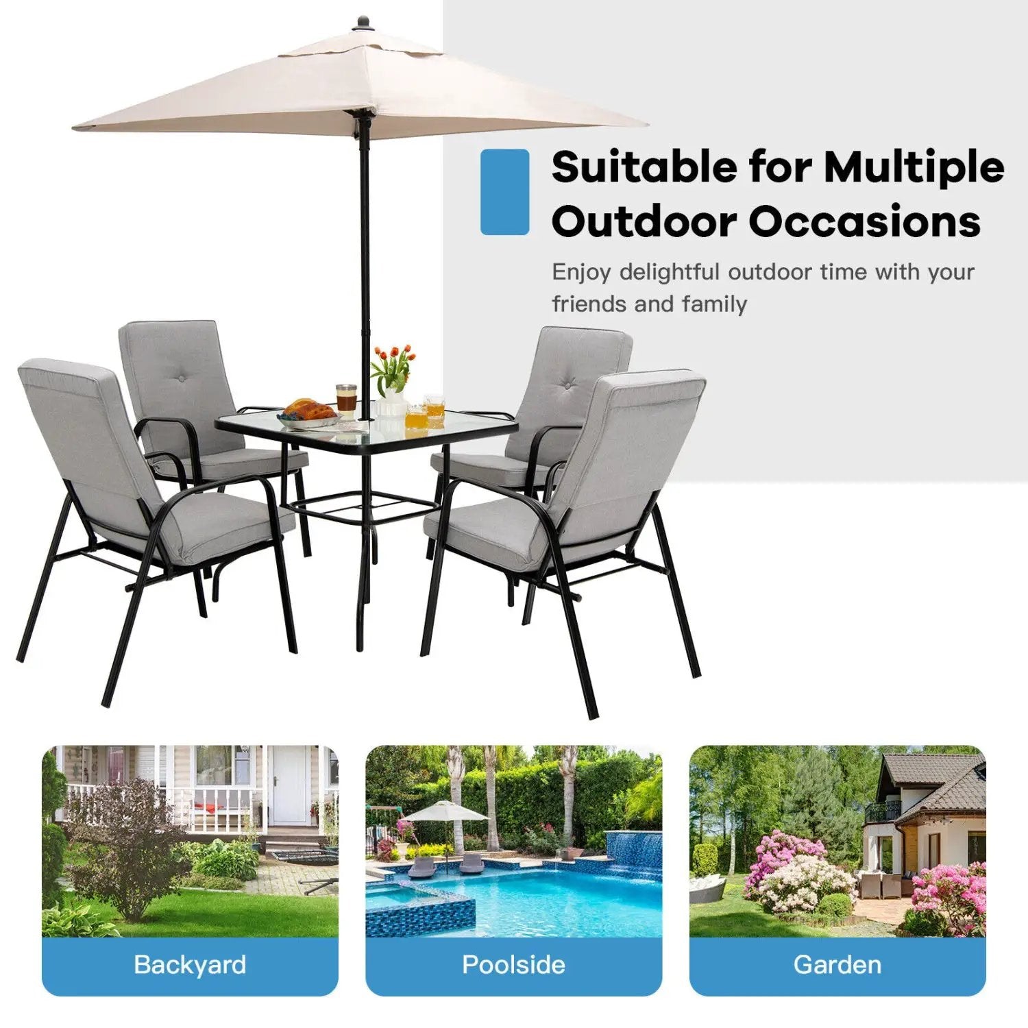 5 Foot Square Patio Market Umbrella with 4 Ribs by DirectDeals