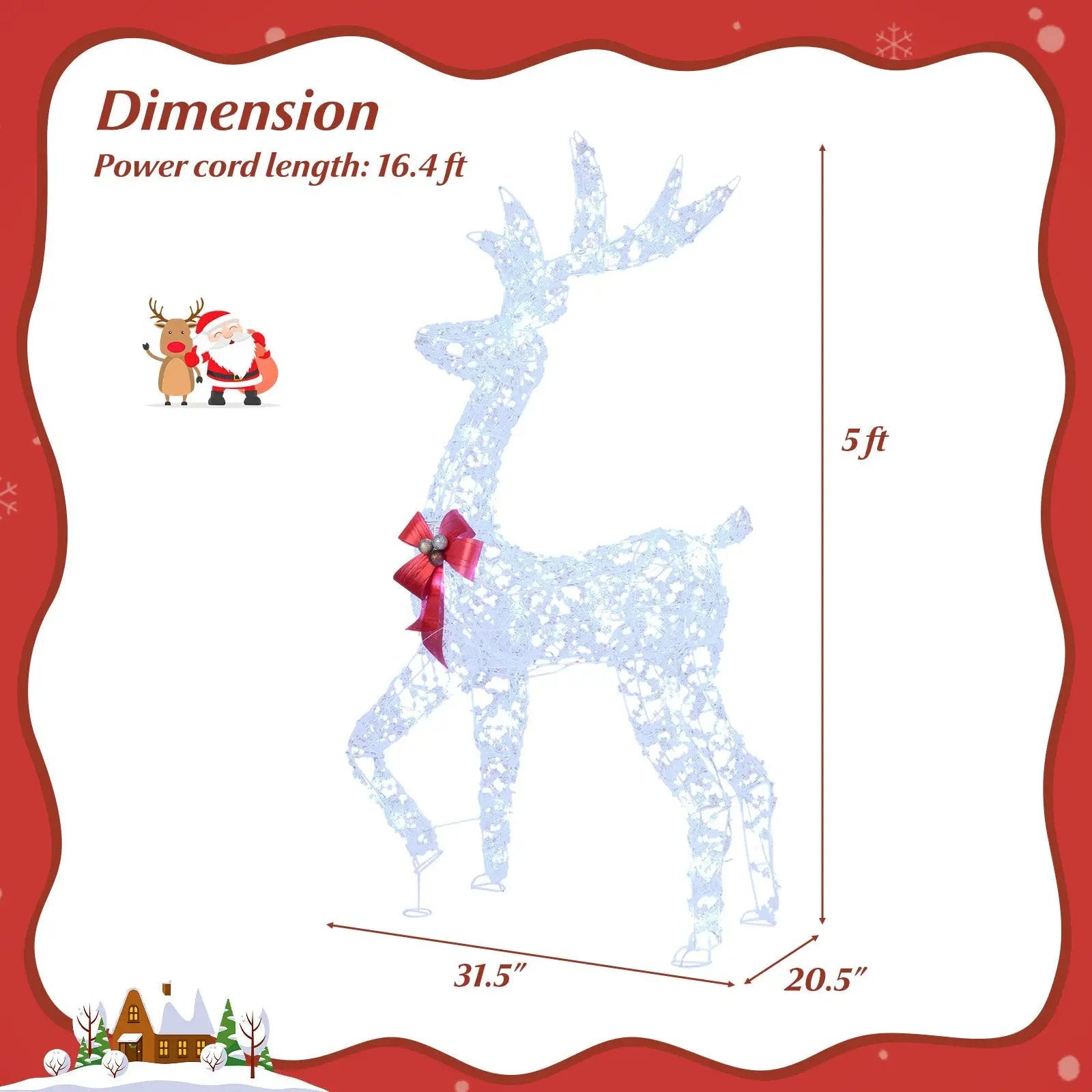 5 Feet Pre-Lit Christmas Reindeer with 100 LED Lights by DirectDeals