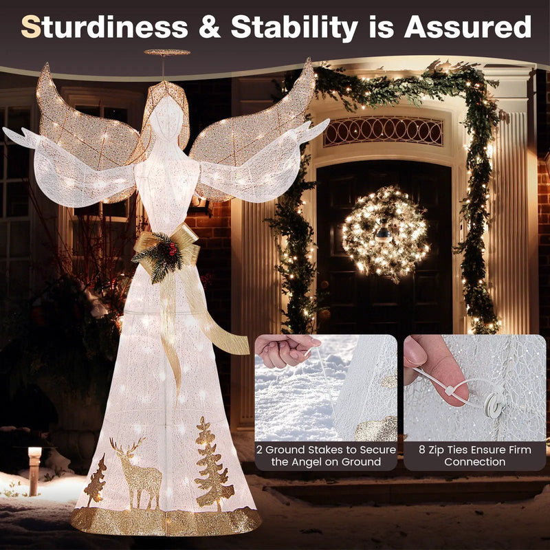 5 Feet Pre-lit 3D Glittered Christmas Angel with 100 Warm White Lights by DirectDeals