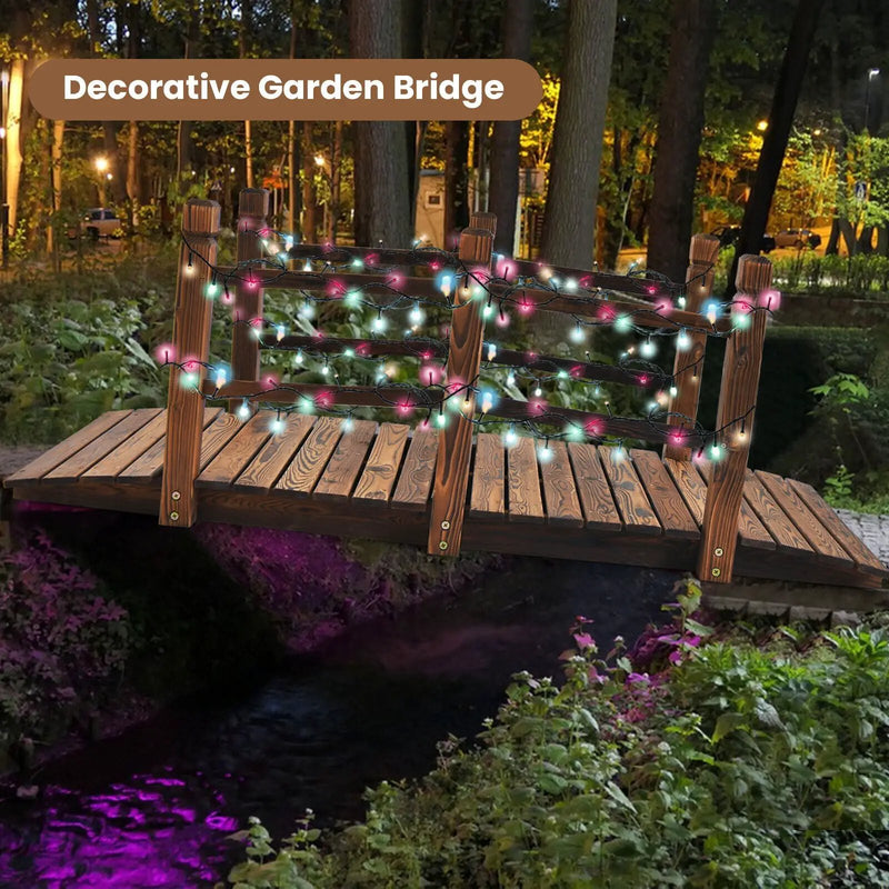 5 Feet Wooden Garden Bridge with Safety Rails by DirectDeals