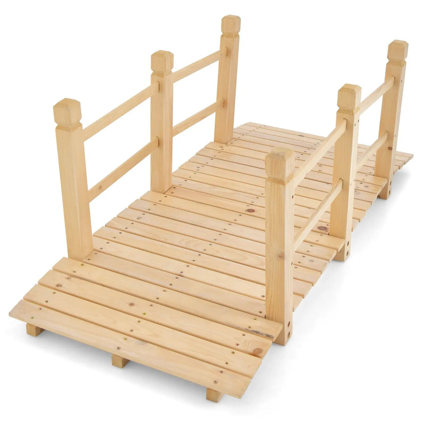 5 Feet Wooden Garden Bridge with Safety Rails by DirectDeals