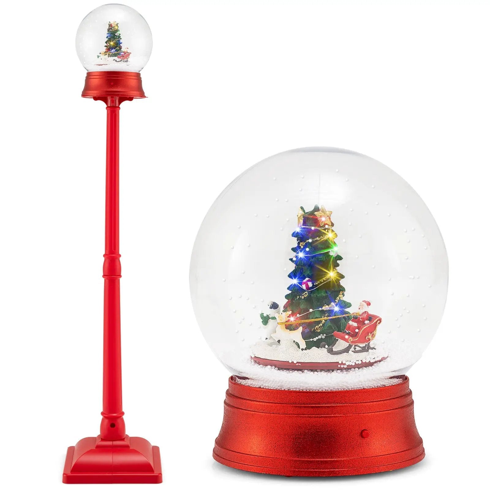 5 Ft Musical Christmas Street Lamp with 8 Tunes and Blowing Snow-Red by DirectDeals