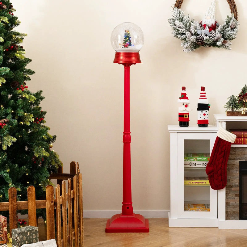 5 Ft Musical Christmas Street Lamp with 8 Tunes and Blowing Snow-Red by DirectDeals