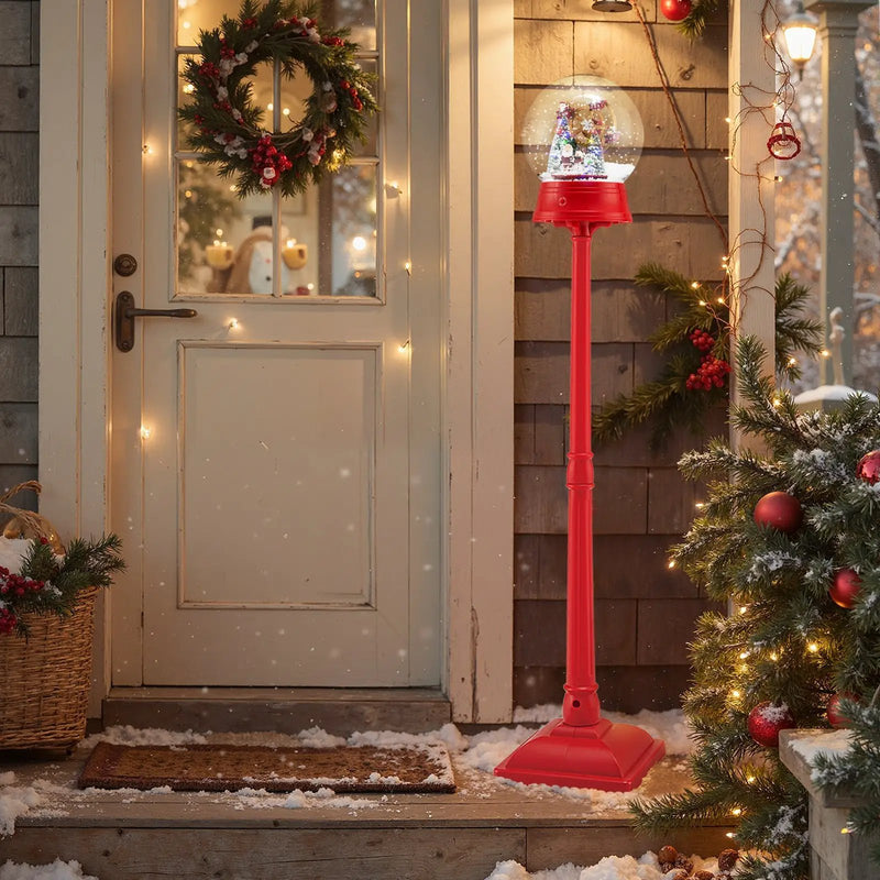 5 Ft Musical Christmas Street Lamp Snow Globe Lantern on Stand-Red by DirectDeals