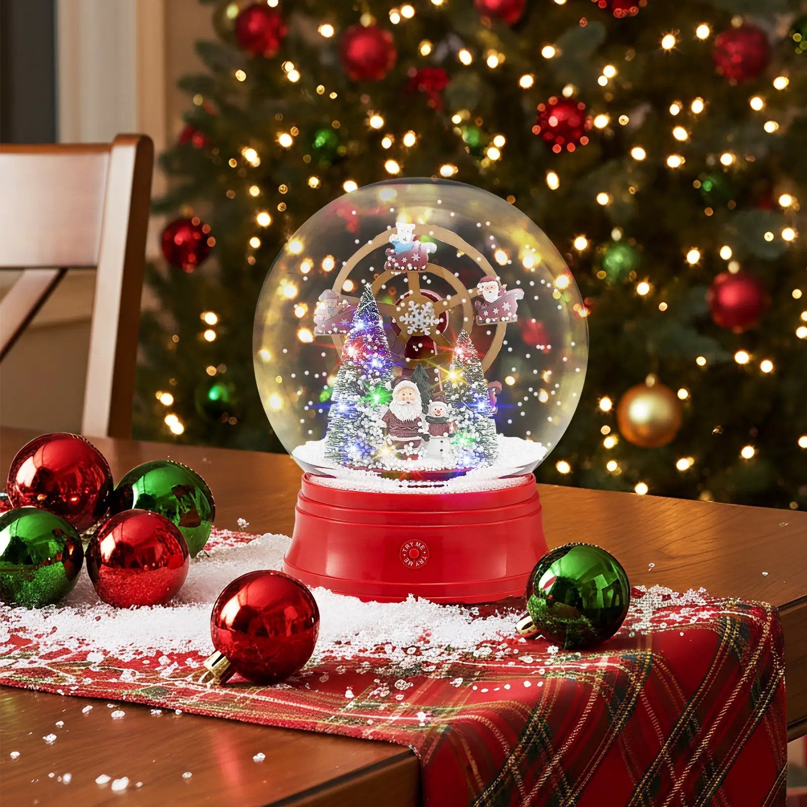 5 Ft Musical Christmas Street Lamp Snow Globe Lantern on Stand-Red by DirectDeals