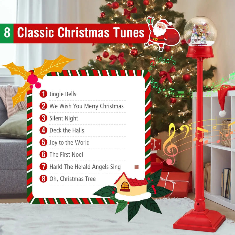 5 Ft Musical Christmas Street Lamp Snow Globe Lantern on Stand-Red by DirectDeals