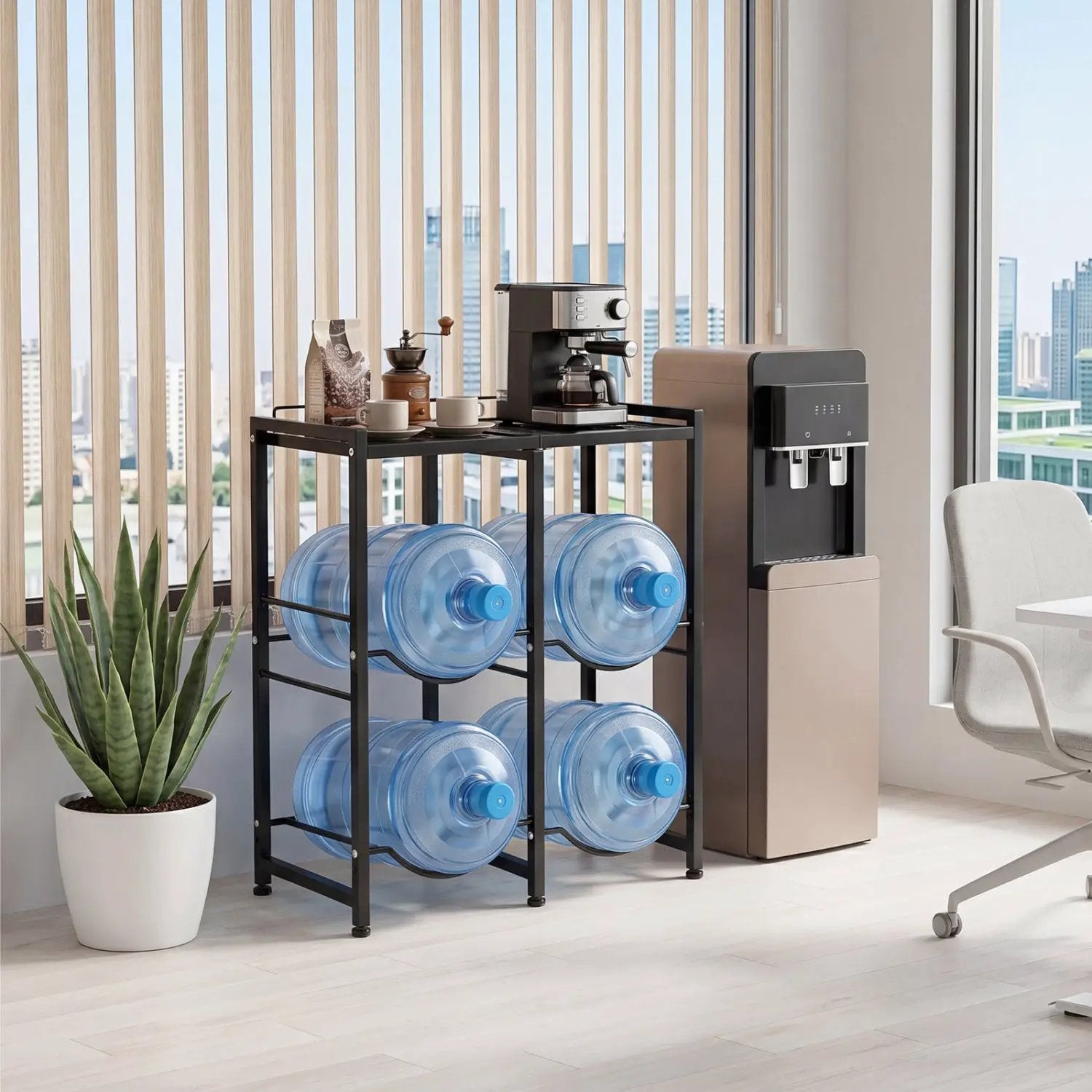 5 Gallon Water Jug Holder for 4 Bottles with Storage Shelf by DirectDeals