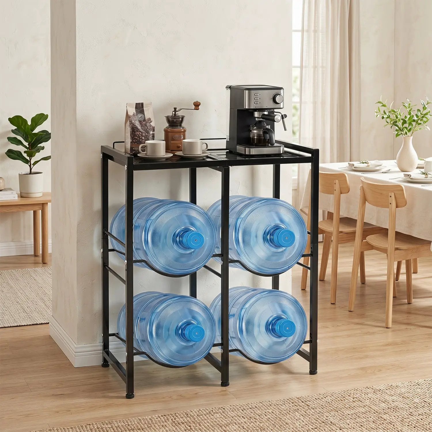 5 Gallon Water Jug Holder for 4 Bottles with Storage Shelf by DirectDeals