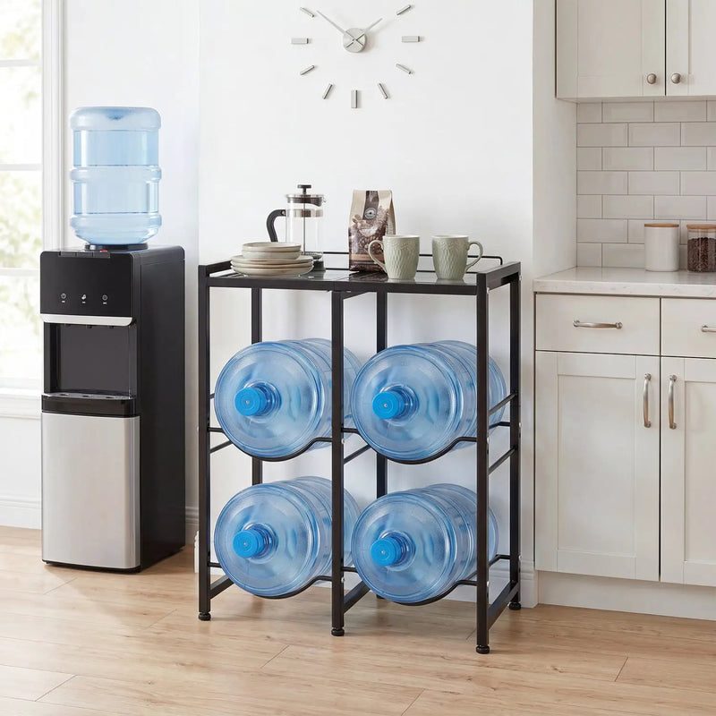 5 Gallon Water Jug Holder for 4 Bottles with Storage Shelf by DirectDeals