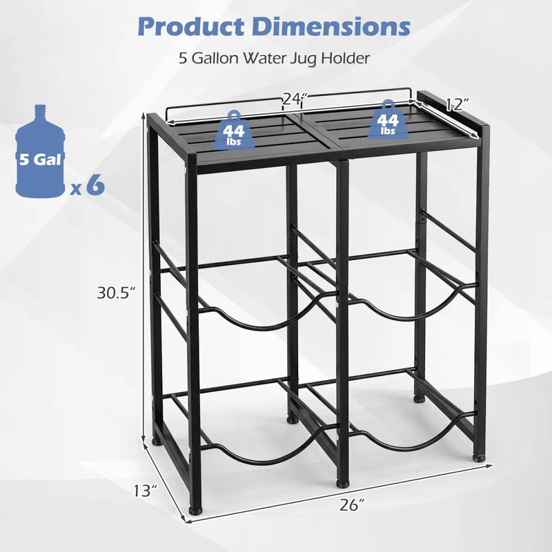 5 Gallon Water Jug Holder for 4 Bottles with Storage Shelf by DirectDeals