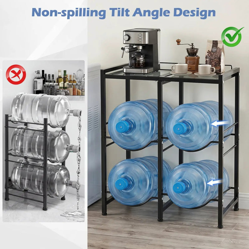 5 Gallon Water Jug Holder for 4 Bottles with Storage Shelf by DirectDeals
