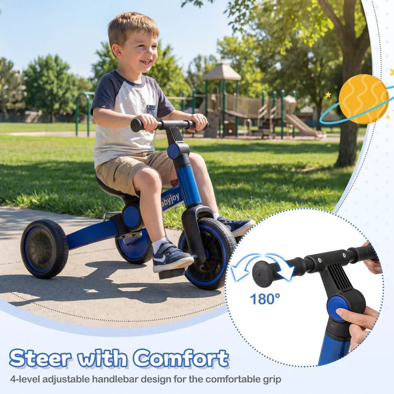 5-In-1 Toddler Bike Kids Balance Bike with Removable Pedals by DirectDeals