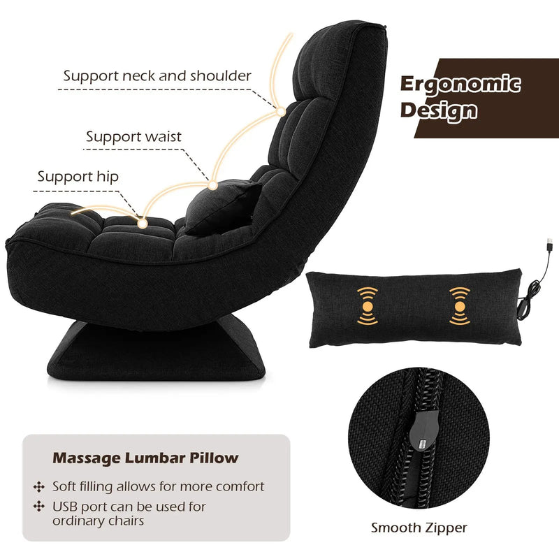 5-Level Adjustable 360° Swivel Floor Chair with Massage Pillow by DirectDeals