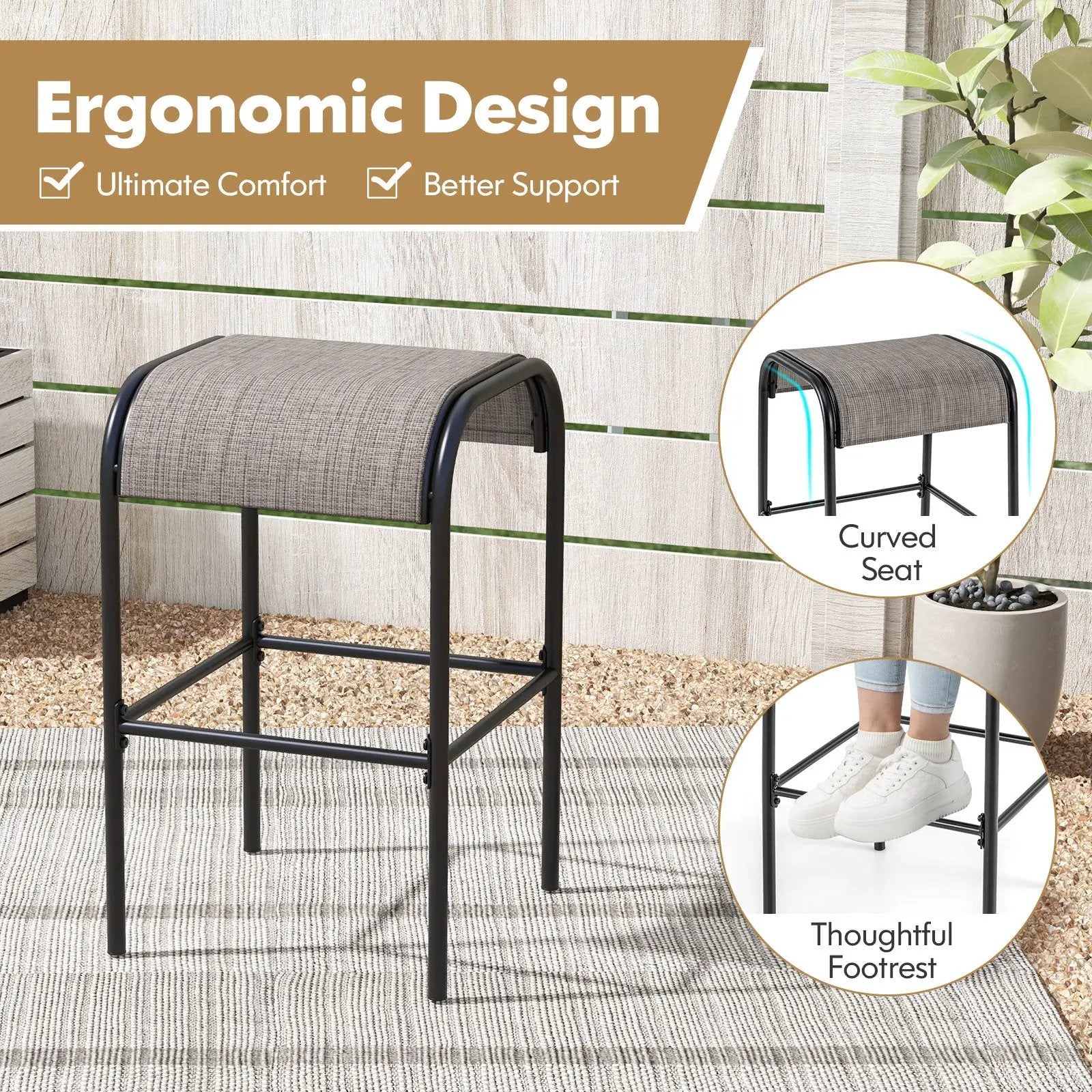 5 Pieces Outdoor Round Bar Table Set with 1.6 Inches Umbrella Hole by DirectDeals