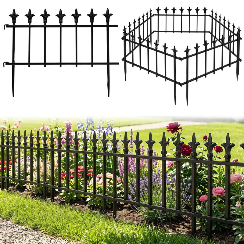 Decorative Metal Garden Fence 5-Pack or 10-Pack No-Dig by DirectDeals
