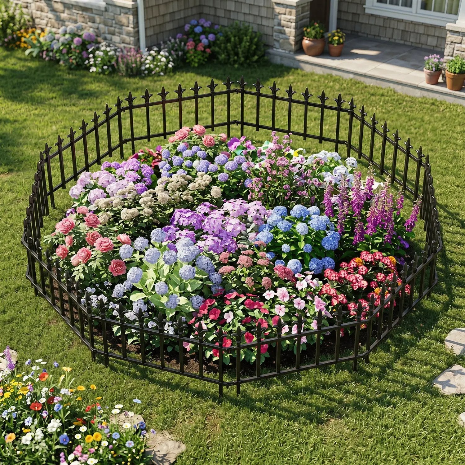 Decorative Metal Garden Fence 5-Pack or 10-Pack No-Dig by DirectDeals