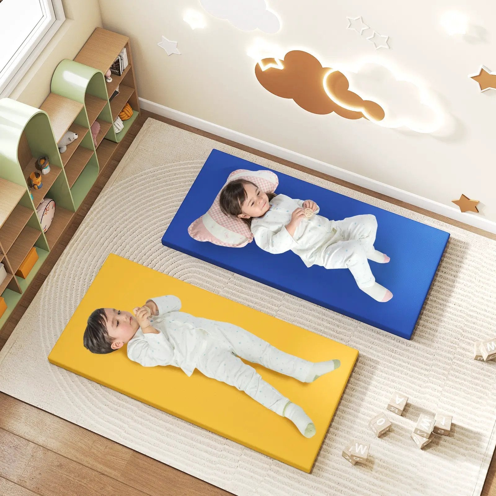 5 Pack 2 Inch Toddler Thick Rainbow Rest Nap Mats by DirectDeals