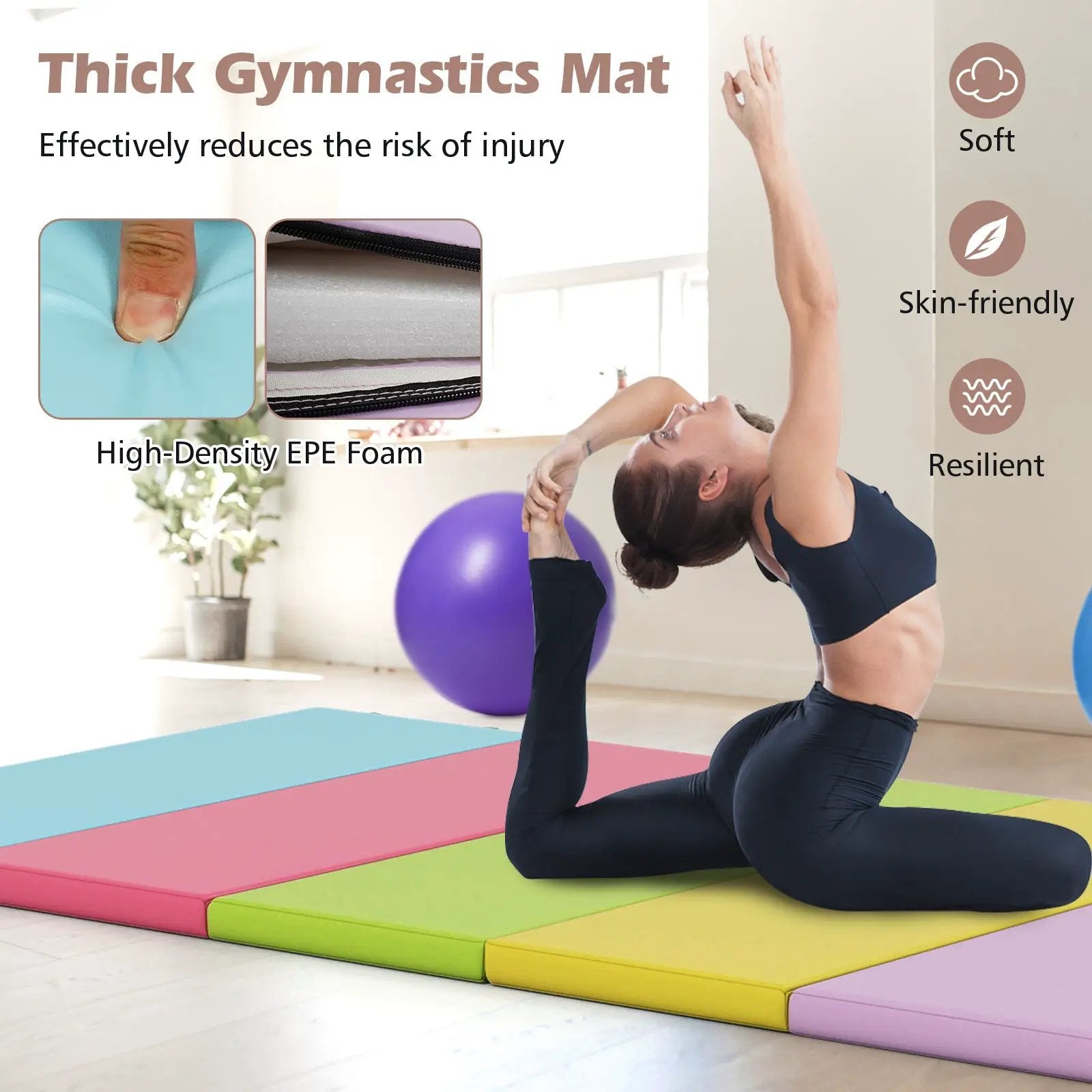 5-Panel Folding Gymnastics Mat for Kids and Adults by DirectDeals