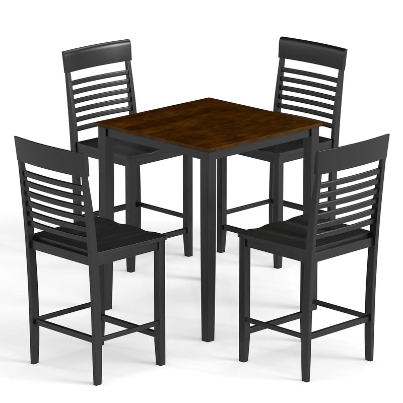 5-Piece Counter-Height Dining Table Set with Rubber Wood Frame and Footrest by DirectDeals