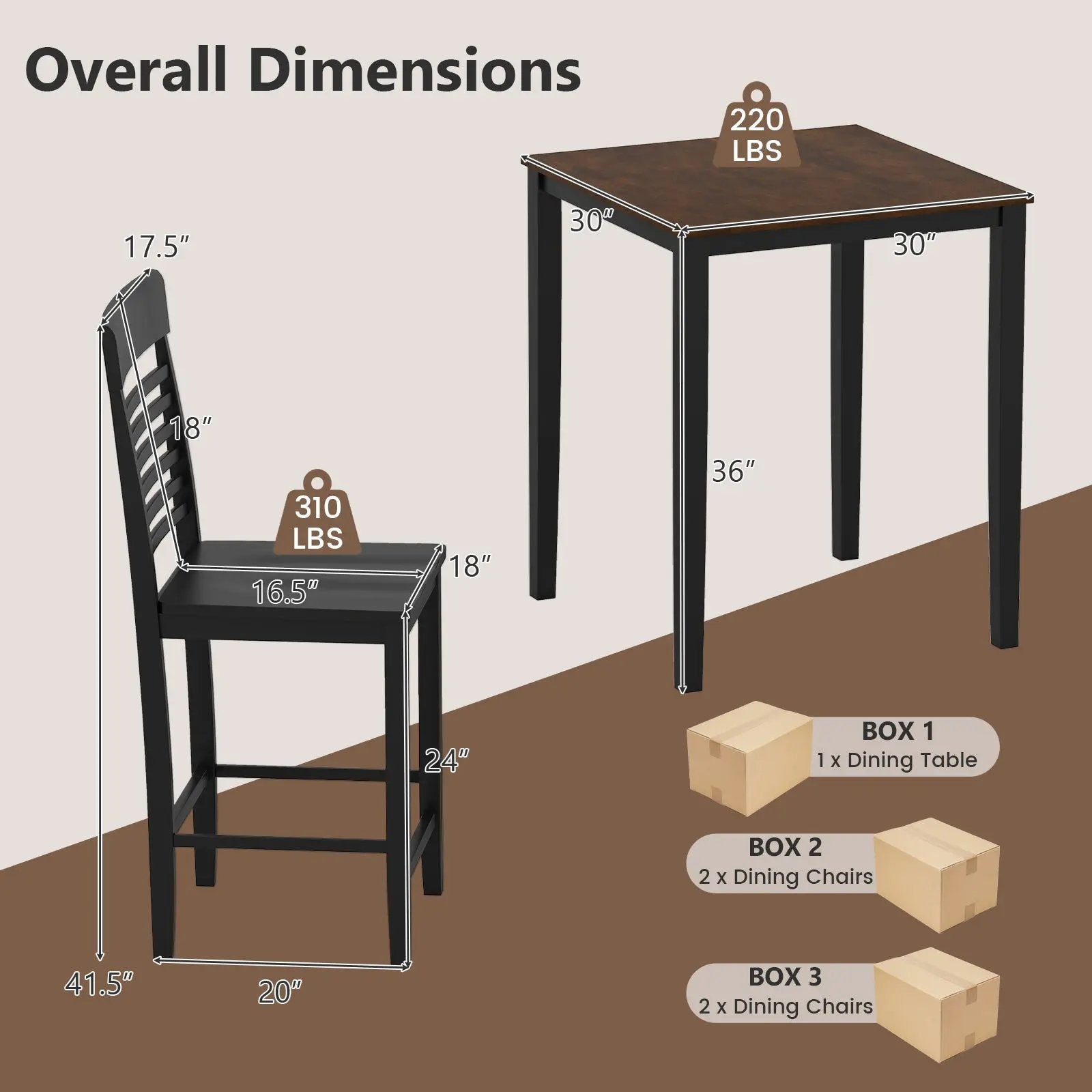 5-Piece Counter-Height Dining Table Set with Rubber Wood Frame and Footrest by DirectDeals