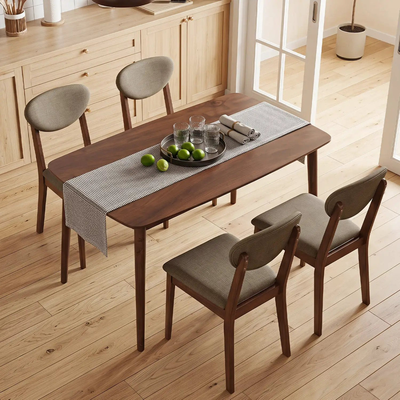 5-Piece Dining Set with Rectangular Table & 4 Fabric Chairs by DirectDeals