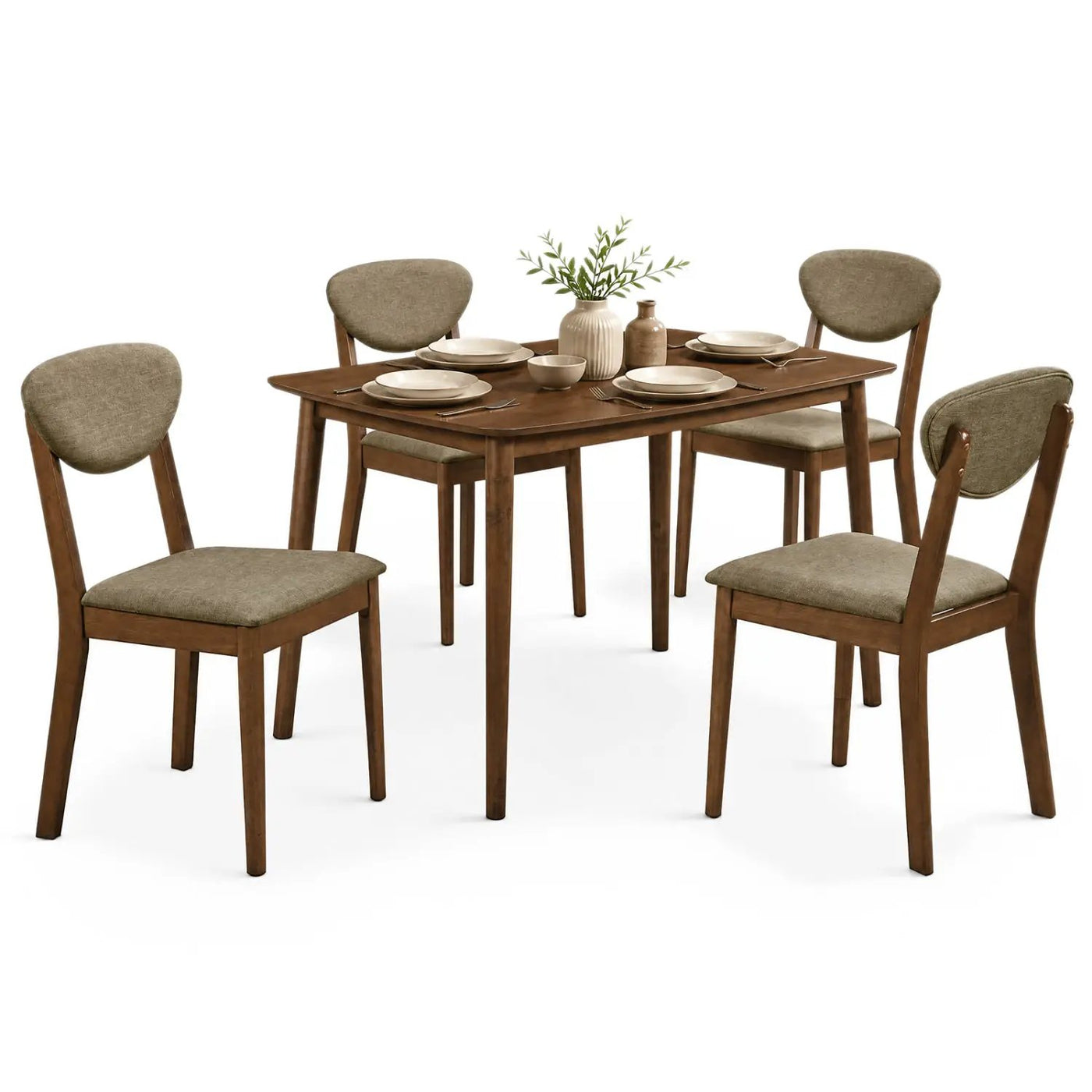 5-Piece Dining Set with Rectangular Table & 4 Fabric Chairs by DirectDeals