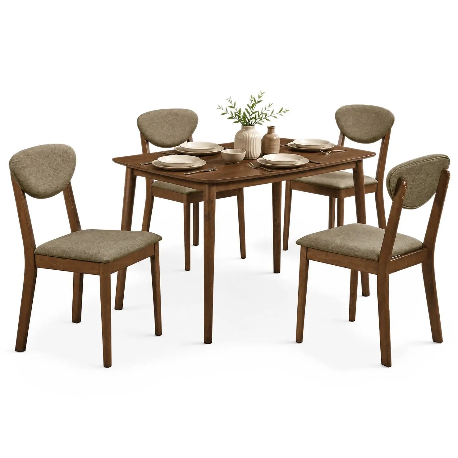 5-Piece Dining Set with Rectangular Table & 4 Fabric Chairs by DirectDeals