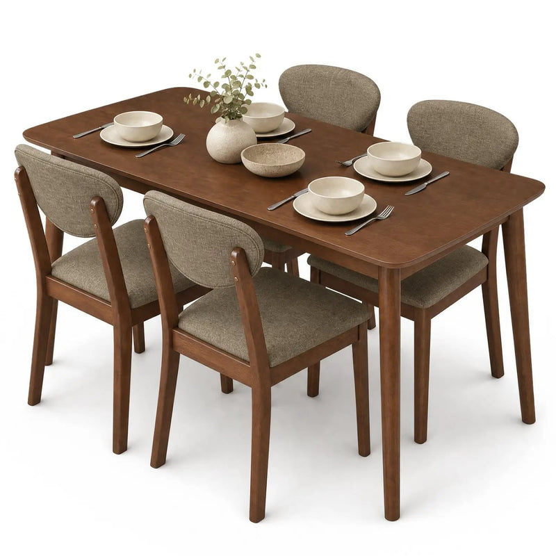 5-Piece Dining Set with Rectangular Table & 4 Fabric Chairs by DirectDeals