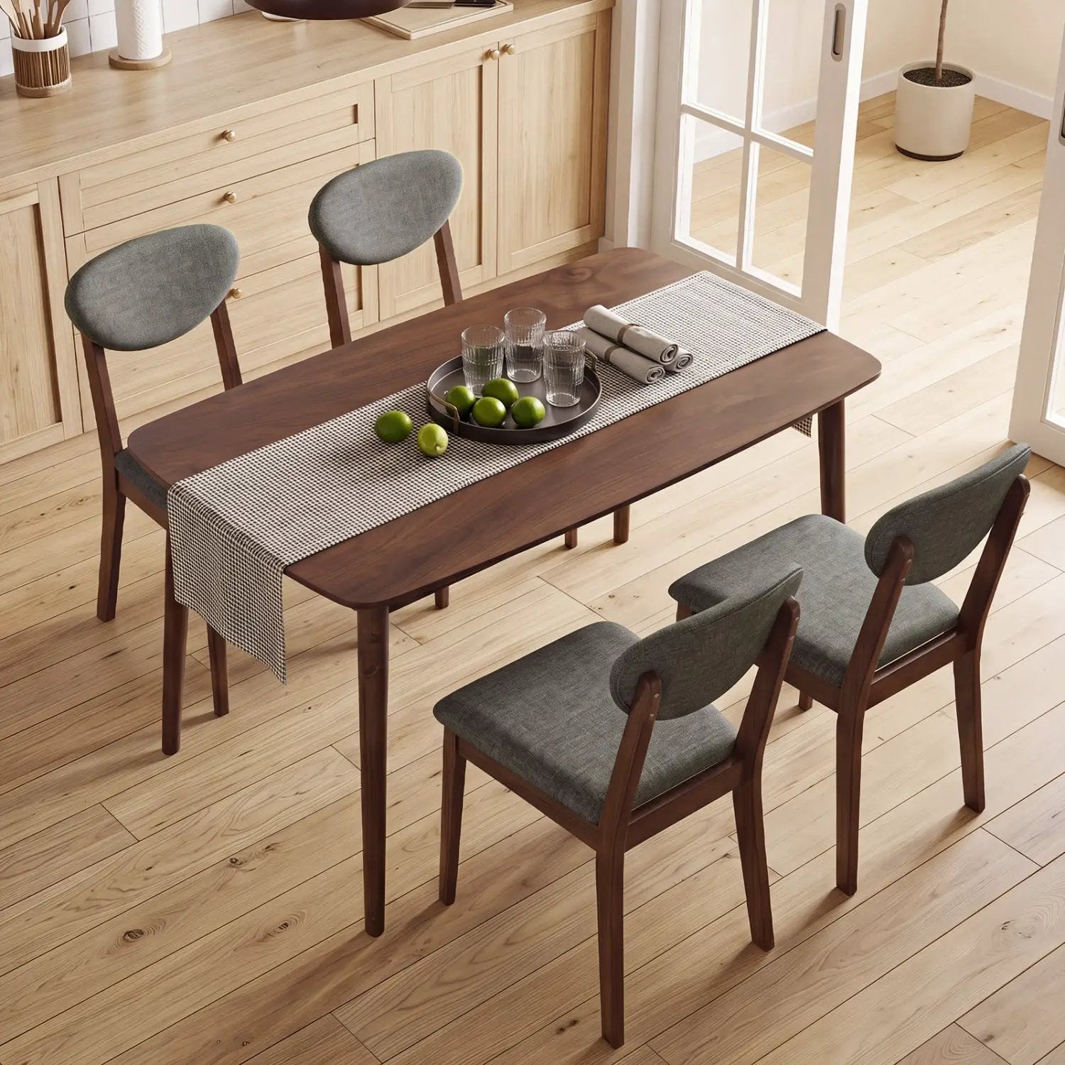 5-Piece Dining Set with Rectangular Table & 4 Fabric Chairs by DirectDeals