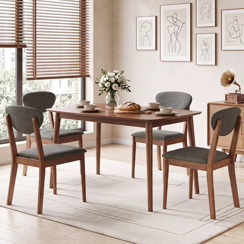 5-Piece Dining Set with Rectangular Table & 4 Fabric Chairs by DirectDeals