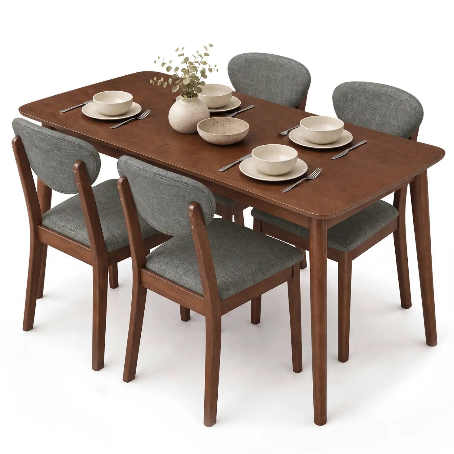 5-Piece Dining Set with Rectangular Table & 4 Fabric Chairs by DirectDeals