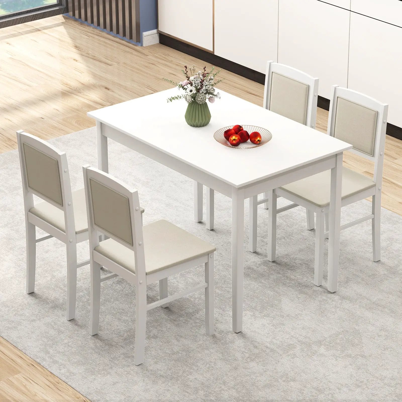 5-Piece Dining Set for 4 with Rubber Wood Legs for Small Dining Room by DirectDeals