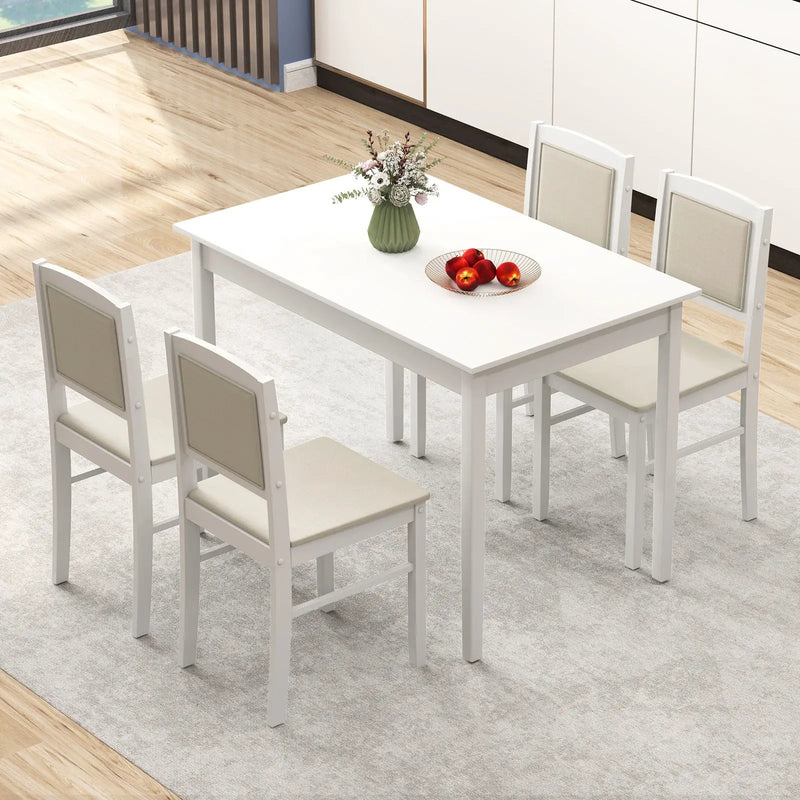 5-Piece Dining Set for 4 with Rubber Wood Legs for Small Dining Room by DirectDeals