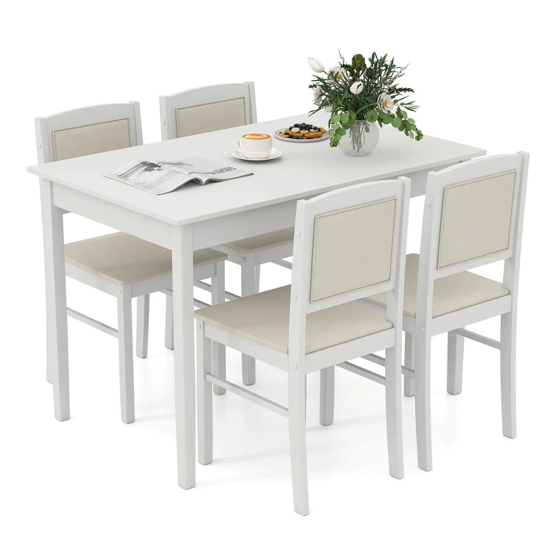 5-Piece Dining Set for 4 with Rubber Wood Legs for Small Dining Room by DirectDeals