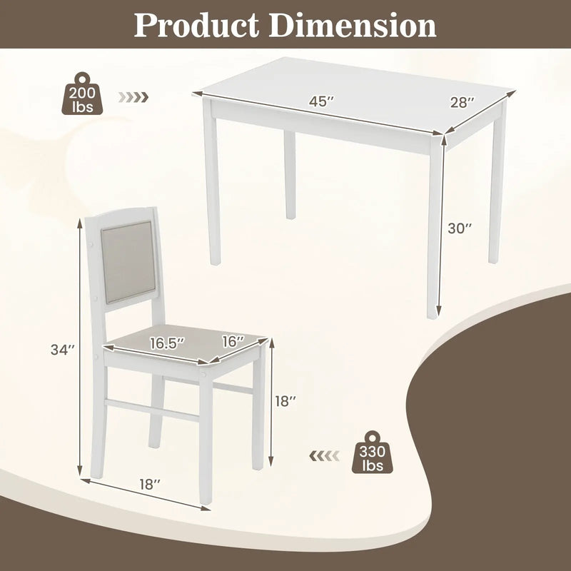 5-Piece Dining Set for 4 with Rubber Wood Legs for Small Dining Room by DirectDeals