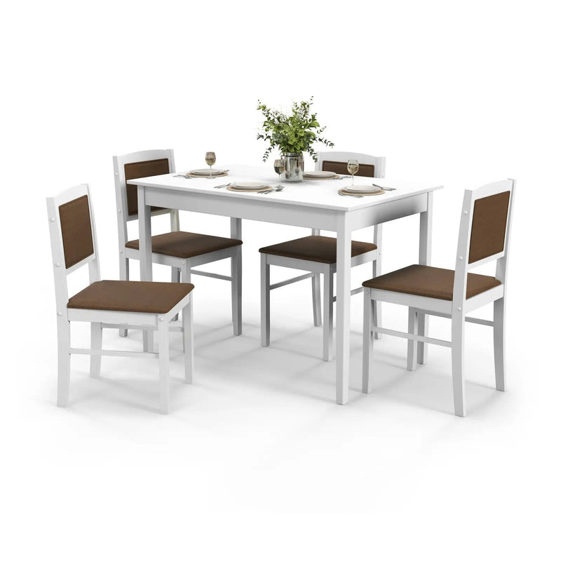5-Piece Dining Set for 4 with Rubber Wood Legs for Small Dining Room by DirectDeals