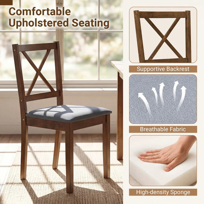 5-Piece Dining Set with Rectangular Table & Fabric Chairs by DirectDeals