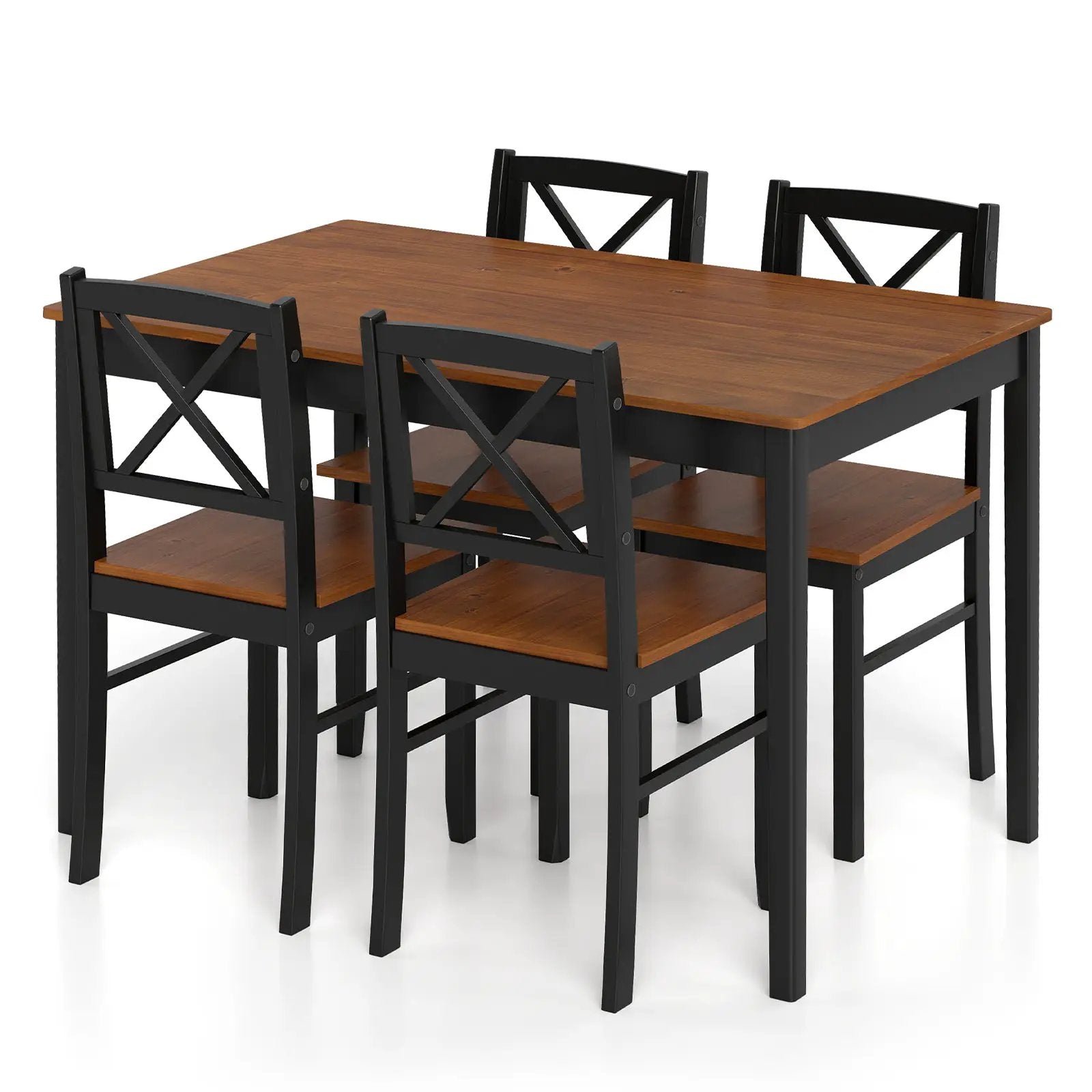 5 Piece Dining Table Set with Rectangular Kitchen Table and 4 Chairs for 4 People-Coffee by DirectDeals