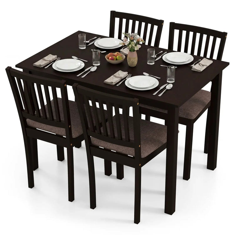 5-Piece Dining Table Set for 4 Rectangular Kitchen Table with 4 Upholstered Chairs by DirectDeals