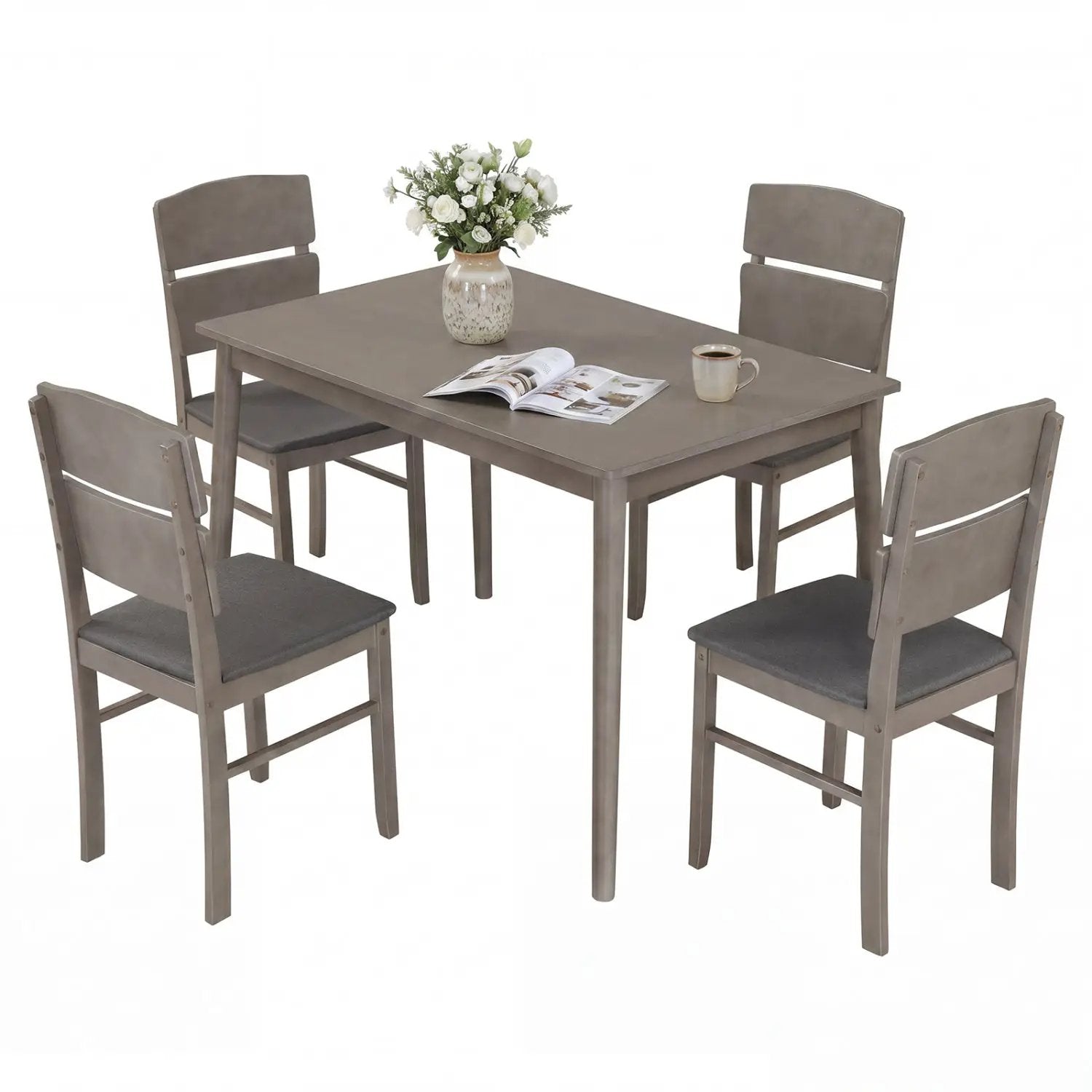 5-Piece Dining Table Set with High Curved Back Chairs by DirectDeals
