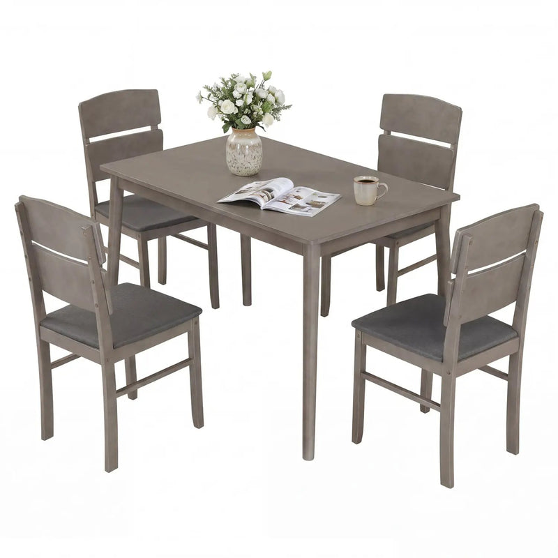 5-Piece Dining Table Set with High Curved Back Chairs by DirectDeals