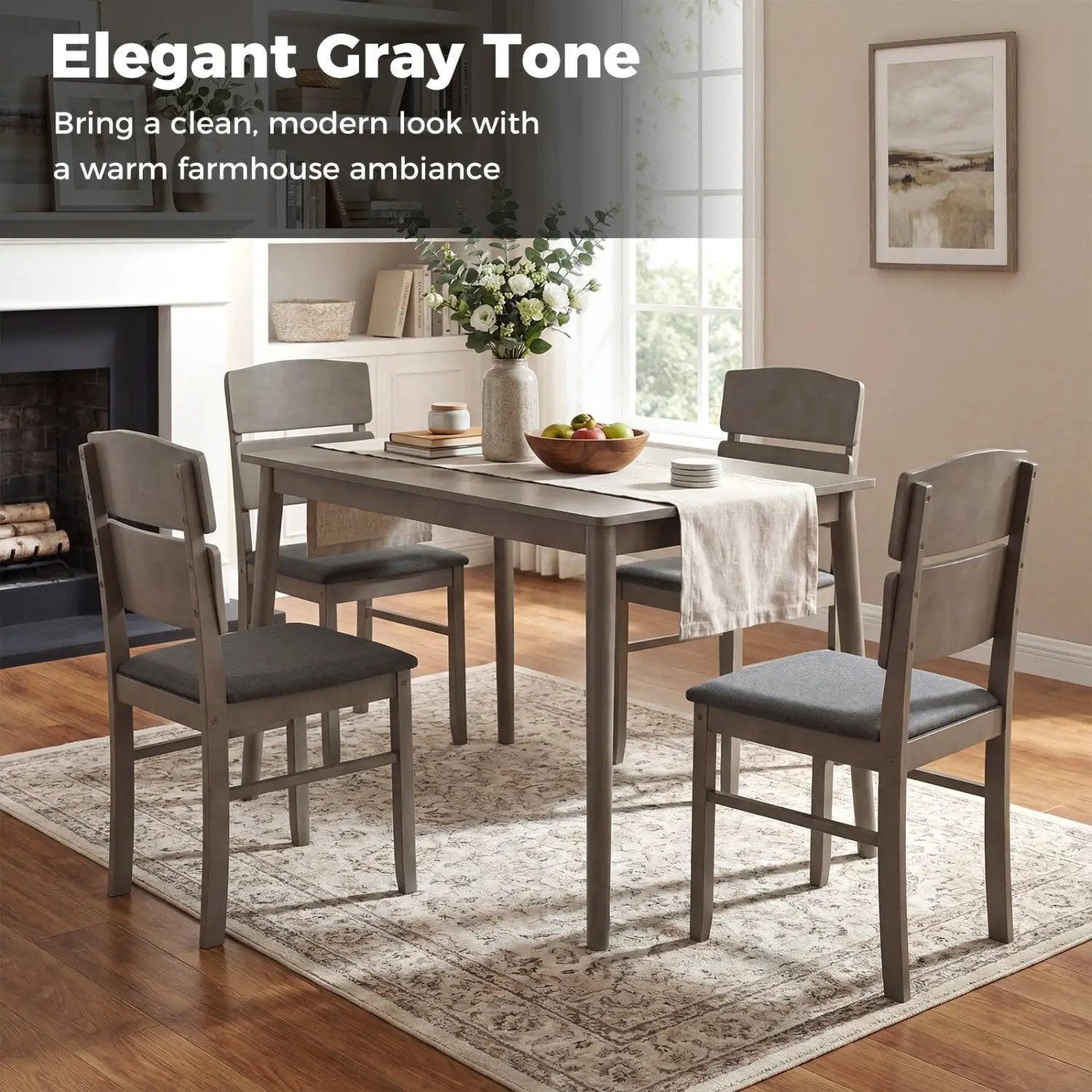 5-Piece Dining Table Set with High Curved Back Chairs by DirectDeals