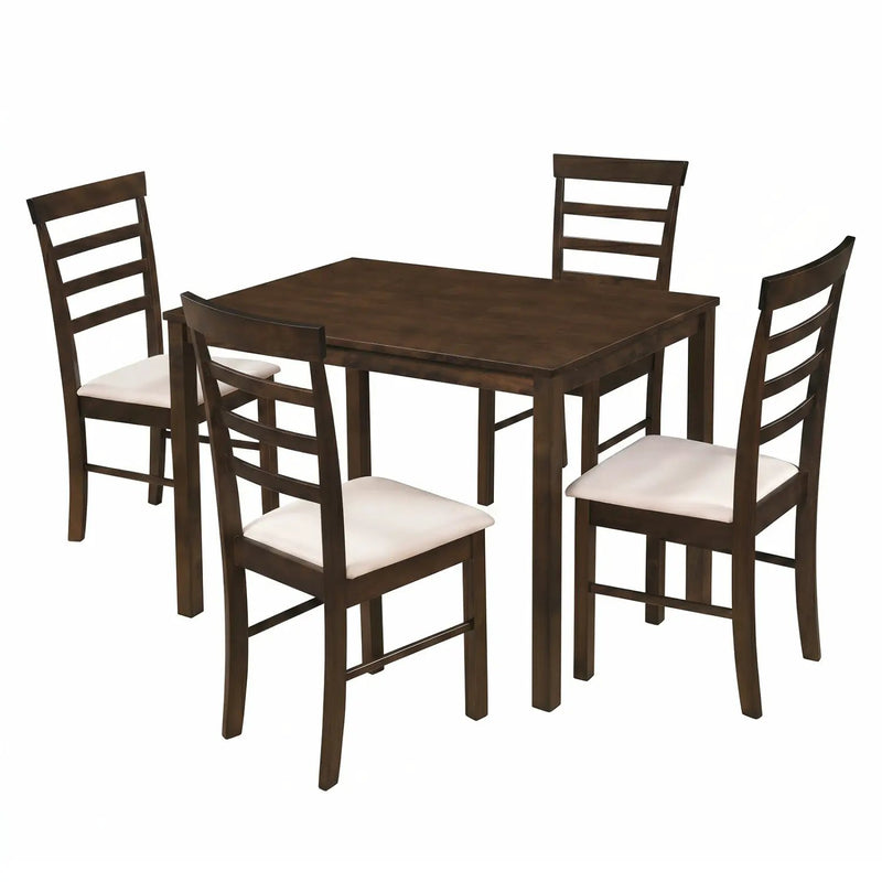 5-Piece Dining Table Set for 4 with Upholstered Chairs by DirectDeals