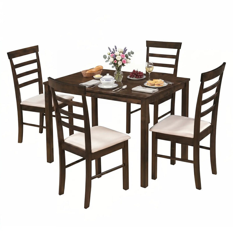 5-Piece Dining Table Set for 4 with Upholstered Chairs by DirectDeals