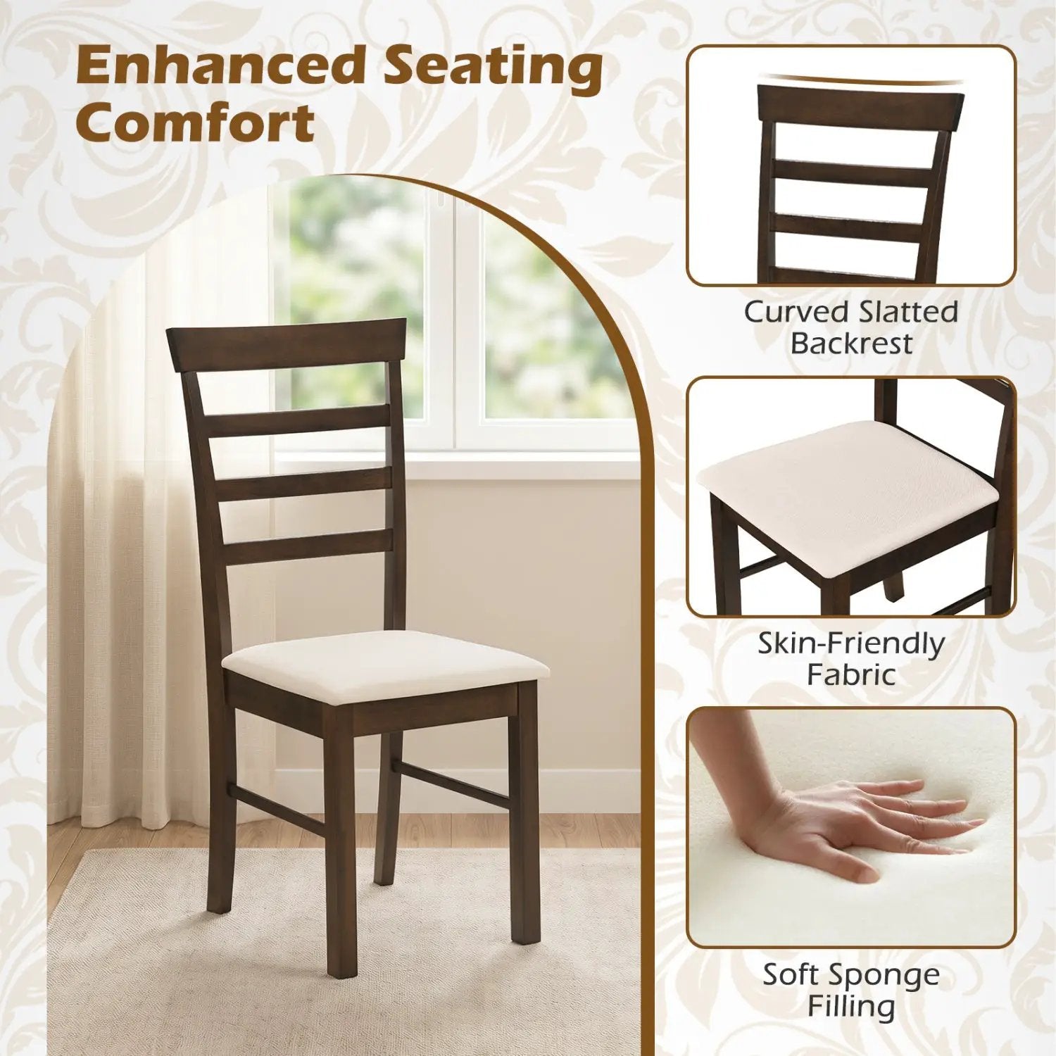 5-Piece Dining Table Set for 4 with Upholstered Chairs by DirectDeals