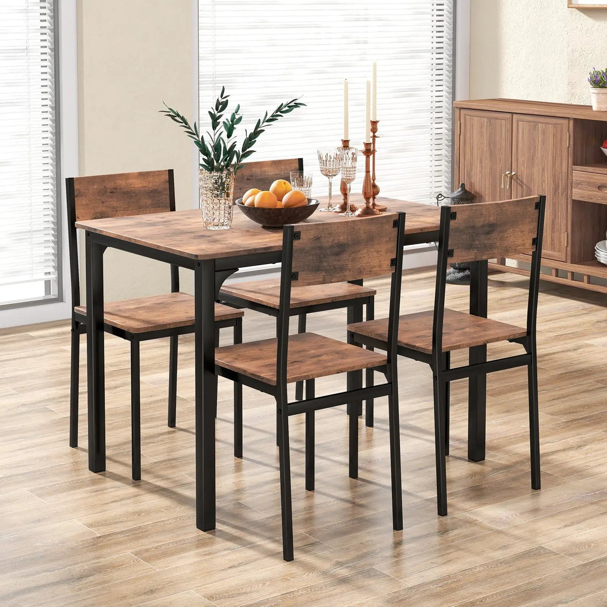 5 Piece Dining Table Set Industrial Style Kitchen Table and Chairs for 4 by DirectDeals