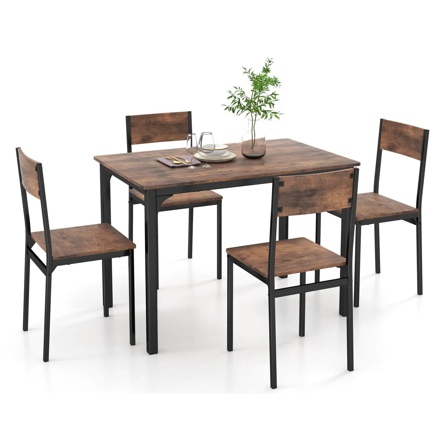 5 Piece Dining Table Set Industrial Style Kitchen Table and Chairs for 4 by DirectDeals